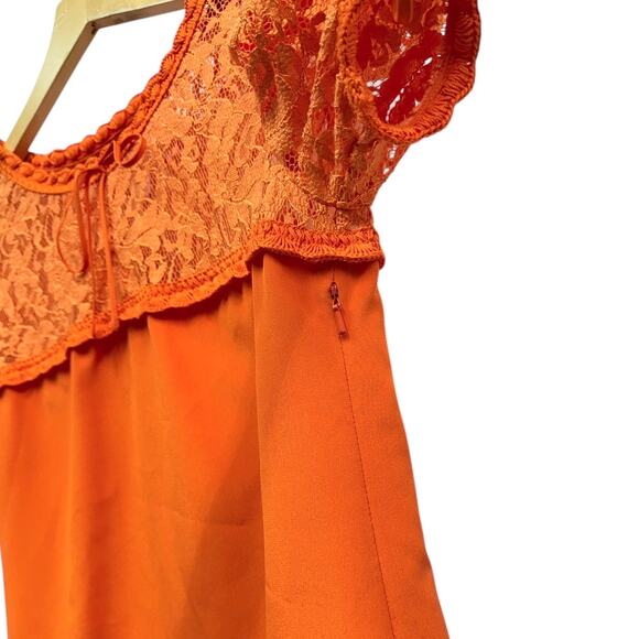 MOSCHINO Couture Orange Silk Lace Overlay Shift Dress Women’s Size 8 - Picture 7 of 10